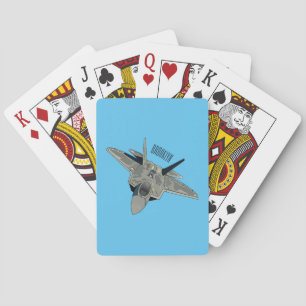 Fighter aircraft cartoon illustration playing cards