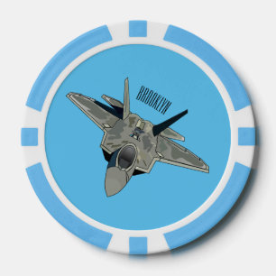 Fighter aircraft cartoon illustration poker chips