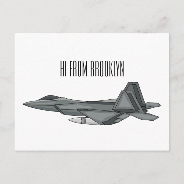 Fighter aircraft cartoon illustration postcard (Front)