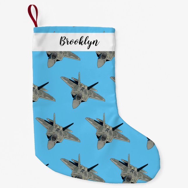 Fighter aircraft cartoon illustration small christmas stocking (Front)