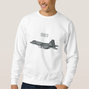 Fighter aircraft cartoon illustration sweatshirt