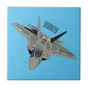 Fighter aircraft cartoon illustration tile
