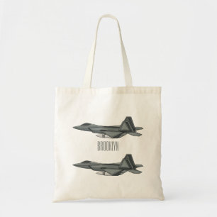 Fighter aircraft cartoon illustration tote bag