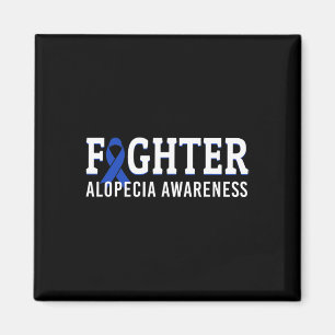 Fighter Alopecia Awareness Blue AA Ribbon Support Magnet