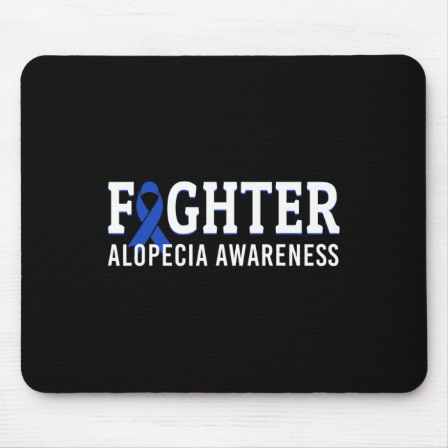 Fighter Alopecia Awareness Blue AA Ribbon Support  Mouse Mat (Front)