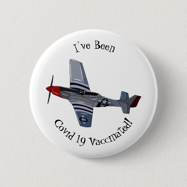 Fighter-bomber cartoon illustration 6 cm round badge (Front)