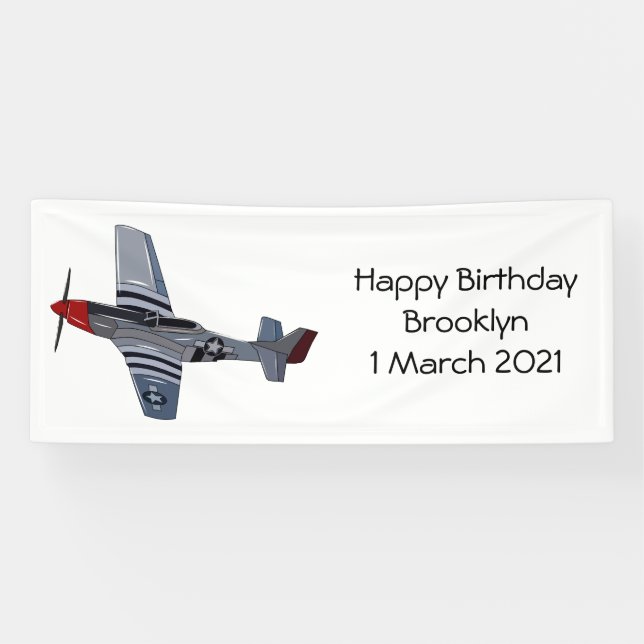 Fighter-bomber cartoon illustration banner (Horizontal)
