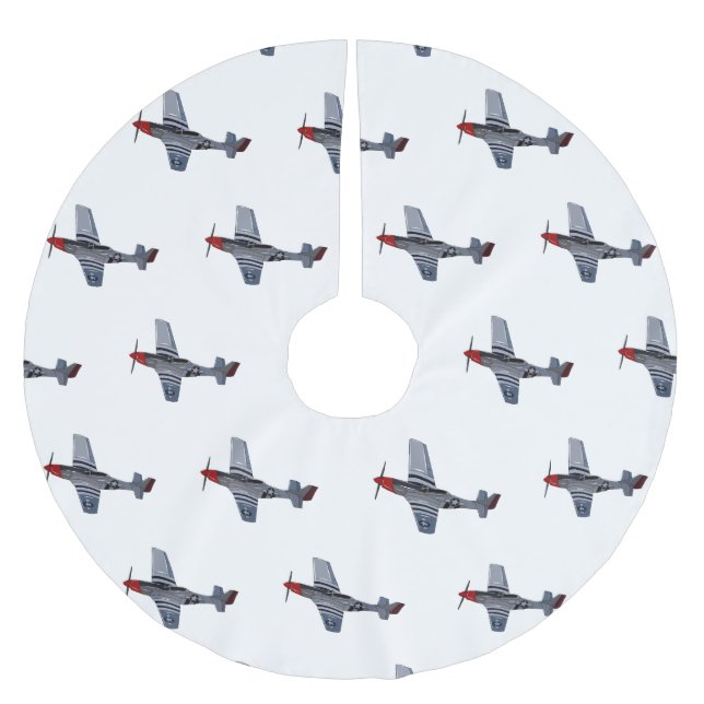 Fighter-bomber cartoon illustration brushed polyester tree skirt (Front)