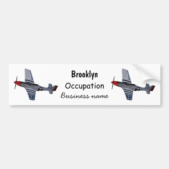 Fighter-bomber cartoon illustration bumper sticker (Front)