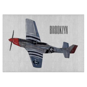 Fighter-bomber cartoon illustration cutting board