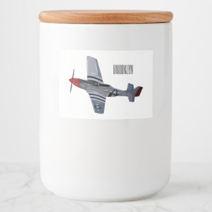 Fighter-bomber cartoon illustration food label