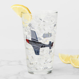 Fighter-bomber cartoon illustration glass