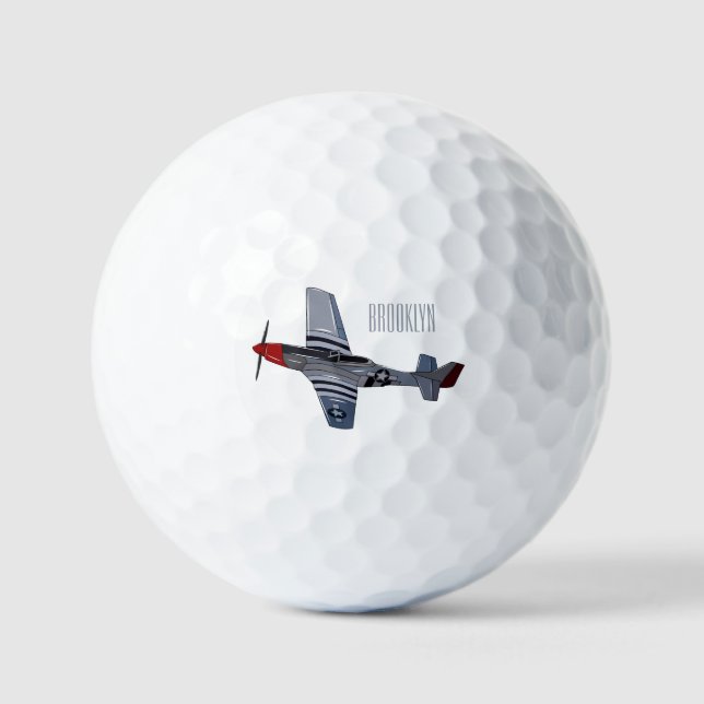 Fighter-bomber cartoon illustration golf balls (Front)