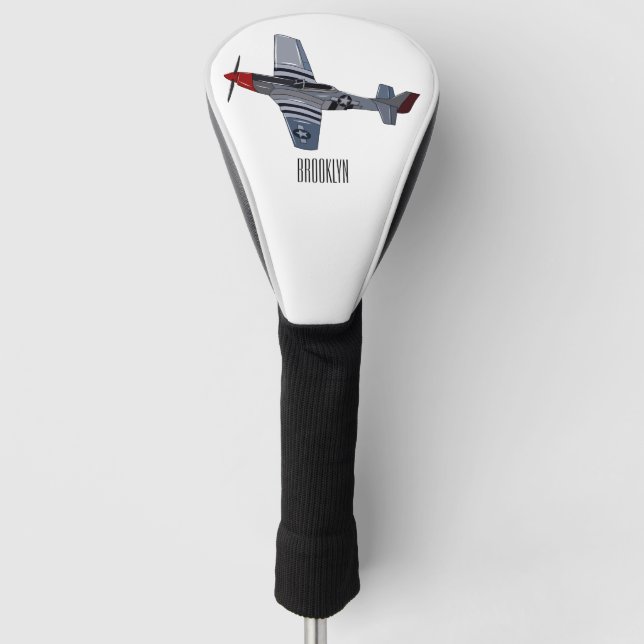 Fighter-bomber cartoon illustration golf head cover (Front)