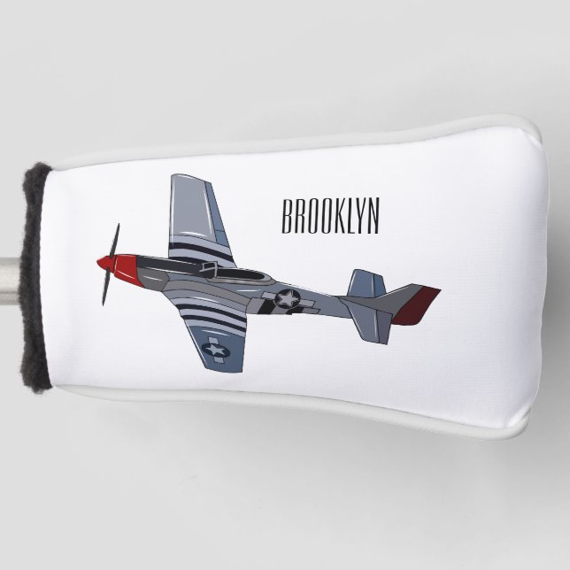 Fighter-bomber cartoon illustration golf head cover (Front)