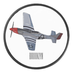 Fighter-bomber cartoon illustration hockey puck