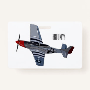 Fighter-bomber cartoon illustration ID badge