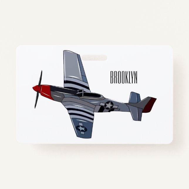 Fighter-bomber cartoon illustration ID badge (Front)