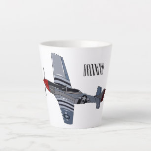 Fighter-bomber cartoon illustration latte mug