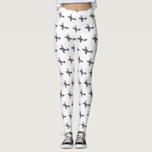 Fighter-bomber cartoon illustration leggings