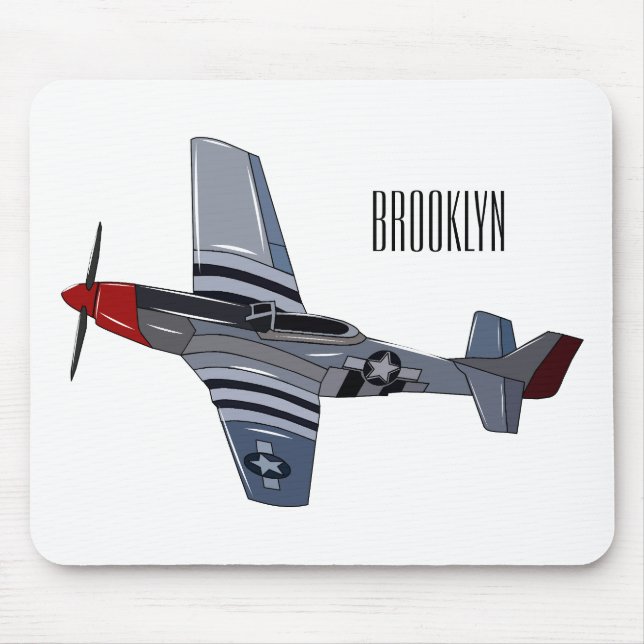 Fighter-bomber cartoon illustration mouse mat (Front)