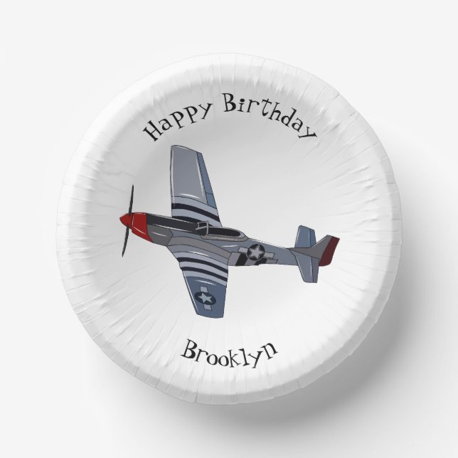 Fighter-bomber cartoon illustration paper plate (Front)