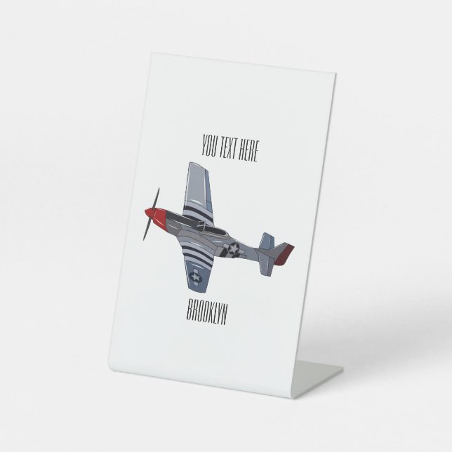 Fighter-bomber cartoon illustration pedestal sign (Front)