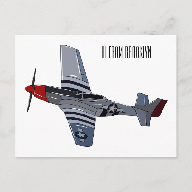 Fighter-bomber cartoon illustration postcard (Front)