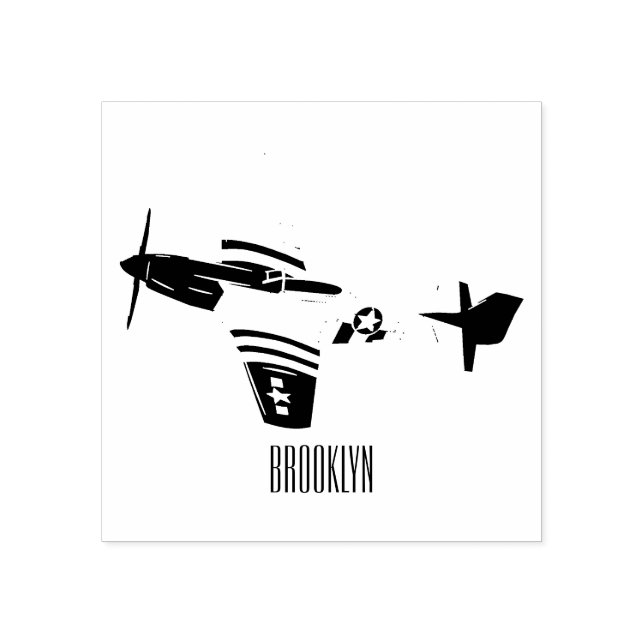 Fighter-bomber cartoon illustration rubber stamp (Imprint)