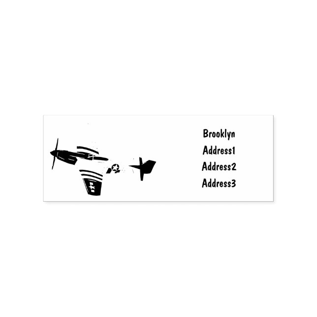 Fighter-bomber cartoon illustration rubber stamp (Imprint)