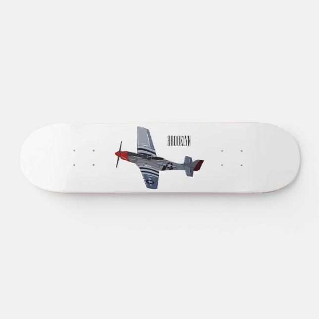 Fighter-bomber cartoon illustration skateboard (Horz)