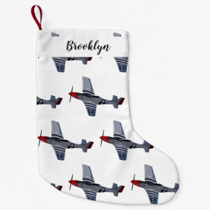 Fighter-bomber cartoon illustration small christmas stocking
