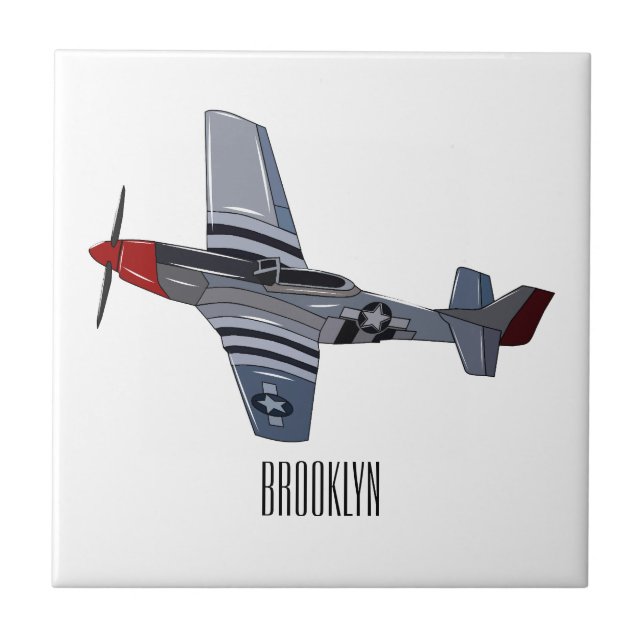 Fighter-bomber cartoon illustration tile (Front)