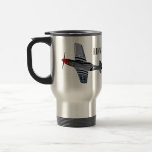 Fighter-bomber cartoon illustration travel mug