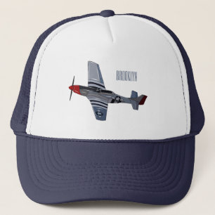 Fighter-bomber cartoon illustration trucker hat