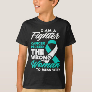 Fighter Cancer Picked Wrong Woman Cervical Cancer T-Shirt