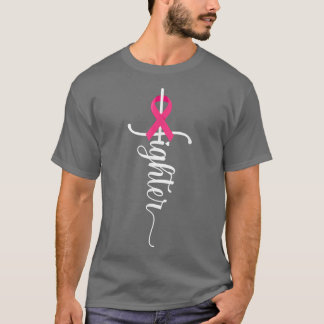 Fighter Christian Cross Warrior Pink Ribbon Breast T-Shirt