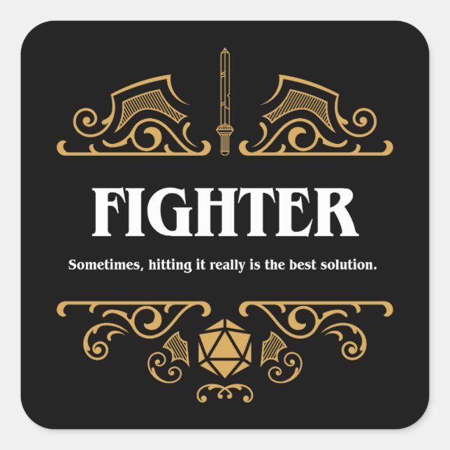 Fighter Class Tabletop RPG Gaming Square Sticker (Front)