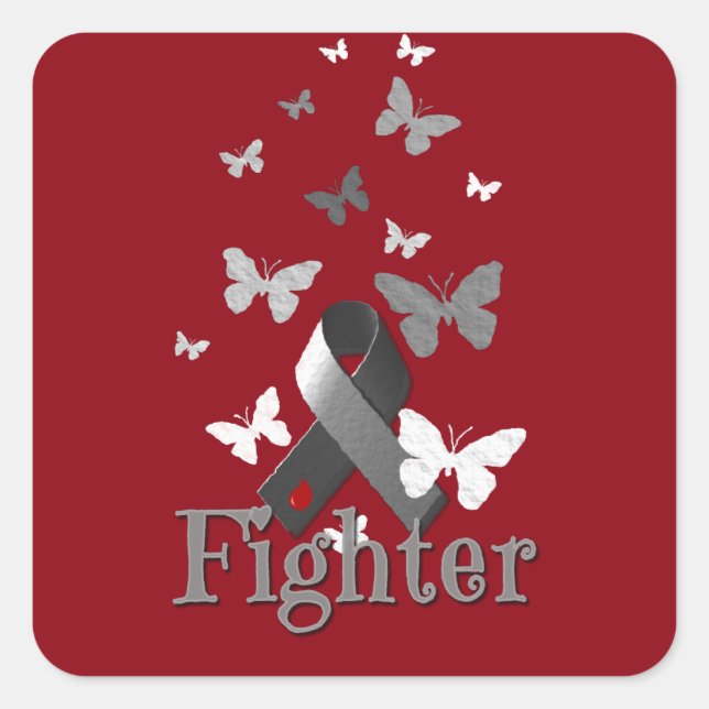 Fighter Diabetes Awareness Ribbon Square Sticker (Front)