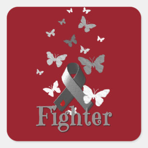 Fighter Diabetes Awareness Ribbon Square Sticker