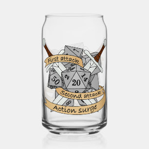 Fighter Dice Design Can Glass