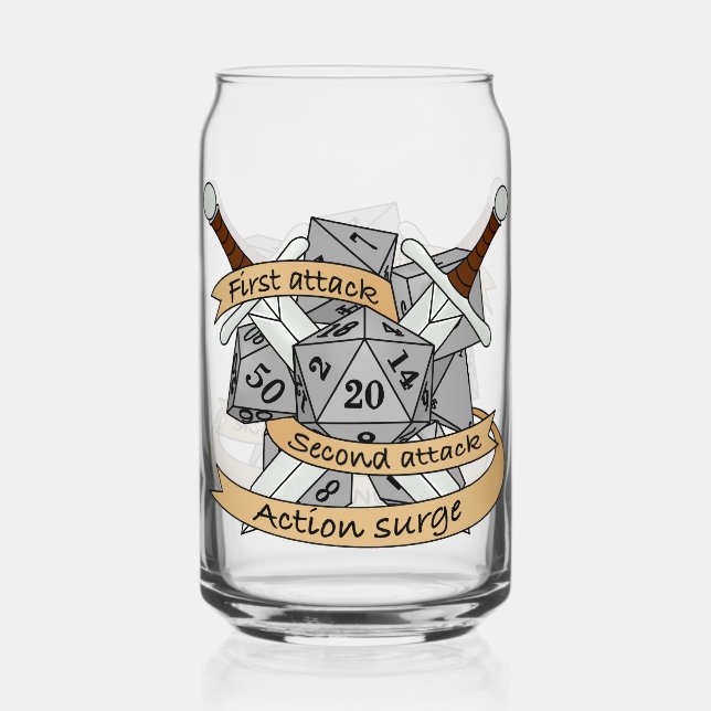 Fighter Dice Design Can Glass (Front)