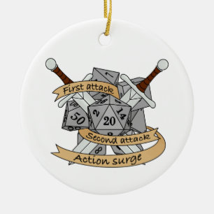 Fighter Dice Design Ceramic Tree Decoration