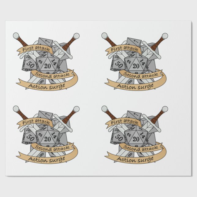 Fighter Dice Design Wrapping Paper (Flat)