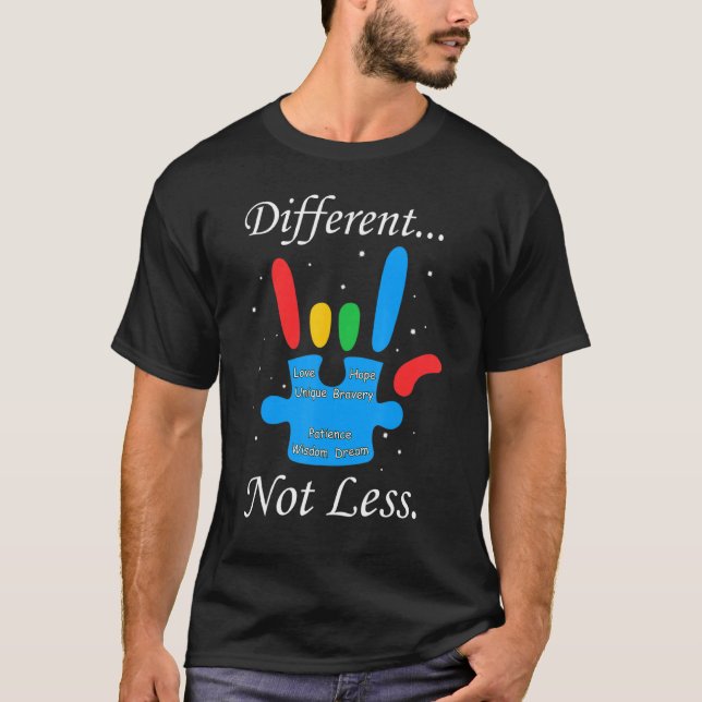 Fighter Different Not Less Autistic Puzzle Autism  T-Shirt (Front)