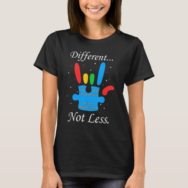 Fighter Different Not Less Autistic Puzzle Autism  T-Shirt (Front)