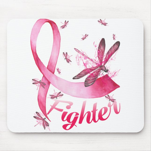 Fighter Dragonfly Pink Ribbon Breast Cancer Mouse Mat (Front)