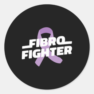 Fighter - Fibromyalgia Awareness Purple Ribbon Classic Round Sticker