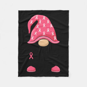 Fighter Gnome - Breast Cancer Awareness Gnome Cost Fleece Blanket