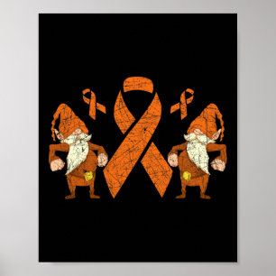 Fighter Gnome Orange Ribbon Leukaemia Awareness Poster
